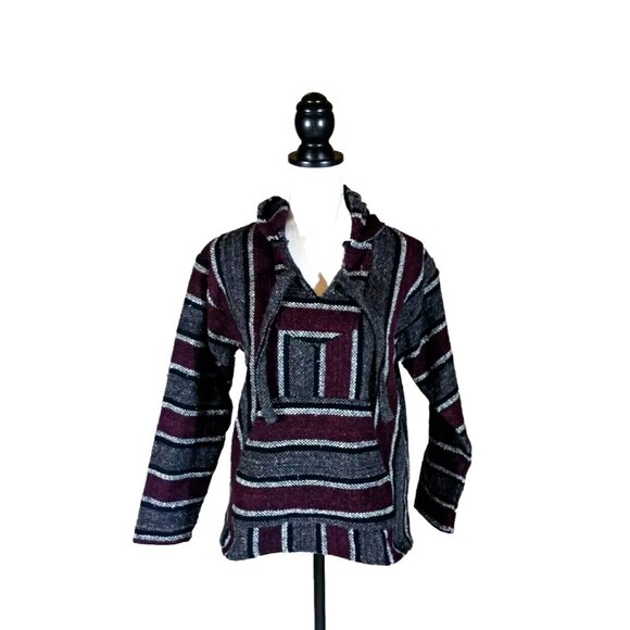 Mexican Baja Sz S Hoodie Womens  Hydration Nation Hippie Pullover Surfer Poncho - Picture 2 of 11